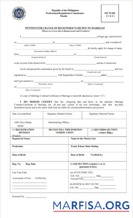 Printable Philippines Professional regulations commission name change certificate template